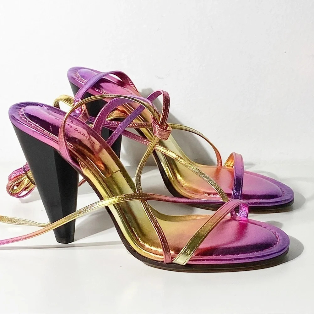 New Isabel Marant Aliza Metallic Leather Sandals in Metallic Pink - Picture 4 of 10